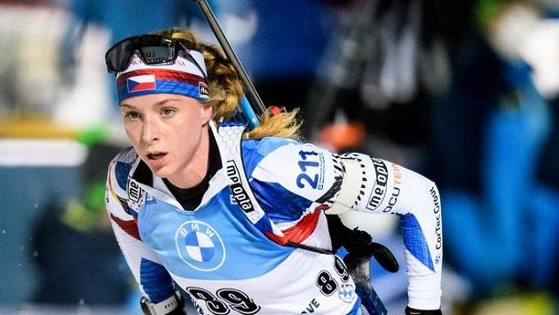 Markéta Davidová na trati sprintu v Novém Městě na Moravě. Markéta Davidová na trati sprintu v Novém Městě na Moravě.
