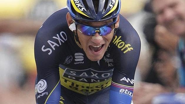 Roman Kreuziger na trati horské časovky, 17. etapy slavné Tour de France. Roman Kreuziger na trati horské časovky, 17. etapy slavné Tour de France.
