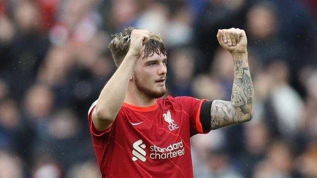 Fotbalista Liverpoolu Harvey Elliott se raduje po vítězství nad Burnley v 2. kole anglické premier League. Fotbalista Liverpoolu Harvey Elliott se raduje po vítězství nad Burnley v 2. kole anglické premier League.