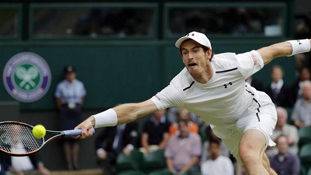 Andy Murray během semifinále Wimbledonu proti Tomáši Berdychovi. Andy Murray během semifinále Wimbledonu proti Tomáši Berdychovi.