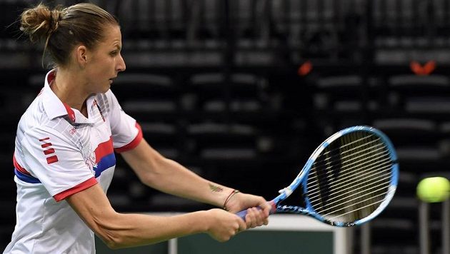 Tenistka Karolína Plíšková trénovala před víkendovým zápasem 1. kola Fed Cupu se Švýcarskem. Tenistka Karolína Plíšková trénovala před víkendovým zápasem 1. kola Fed Cupu se Švýcarskem.