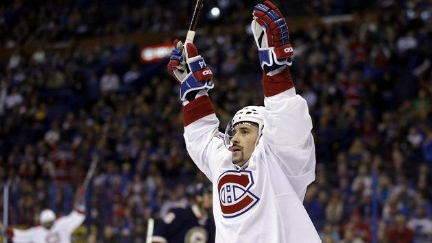 Tomáš Plekanec se raduje z gólu proti St. Louis. Tomáš Plekanec se raduje z gólu proti St. Louis.