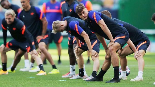 Patrik Schick z Lipska během tréninku před zápasem s Atléticem. Patrik Schick z Lipska během tréninku před zápasem s Atléticem.
