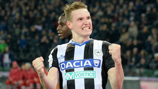 Jakub Jankto z Udine se raduje z gólu. Jakub Jankto z Udine se raduje z gólu.