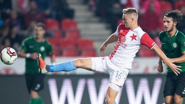 Jan Matoušek ze Slavie v utkání proti svojí Příbrami. Jan Matoušek ze Slavie v utkání proti svojí Příbrami.