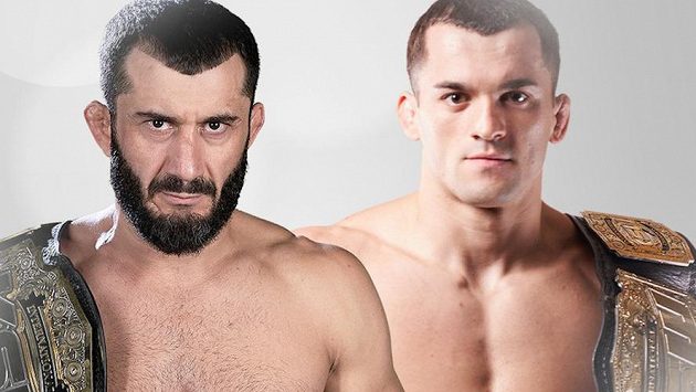Mamed Khalidov (vlevo) se v souboji o šampiona střední váhy postaví Robertu Soldićovi. Mamed Khalidov (vlevo) se v souboji o šampiona střední váhy postaví Robertu Soldićovi.