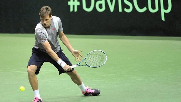 Tomáš Berdych při tréninku v Ostravě před utkáním Davisova poháru s Nizozemskem. Tomáš Berdych při tréninku v Ostravě před utkáním Davisova poháru s Nizozemskem.