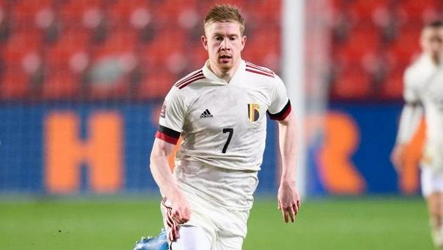 Kevin De Bruyne z Belgie během utkání kvalifikace MS 2022 s Českou republikou. Kevin De Bruyne z Belgie během utkání kvalifikace MS 2022 s Českou republikou.