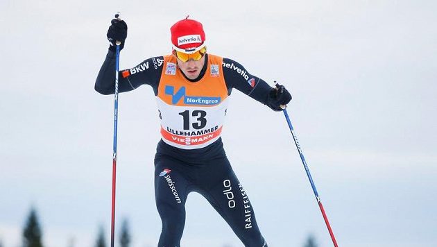 Švýcar Jonas Baumann na trati v Lillehammeru. Švýcar Jonas Baumann na trati v Lillehammeru.