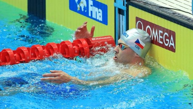 Český plavec Tomáš Franta v cíli rozplavby na 200 metrů znak na MS v Kwangdžu. Český plavec Tomáš Franta v cíli rozplavby na 200 metrů znak na MS v Kwangdžu.