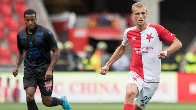 Záložník Slavie Tomáš Souček při přípravném s Nice. Záložník Slavie Tomáš Souček při přípravném s Nice.