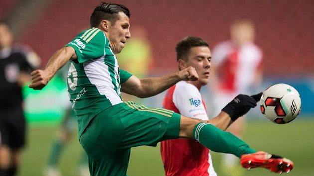 Martin Dostál z Bohemians během utkání se Slavií. Martin Dostál z Bohemians během utkání se Slavií.
