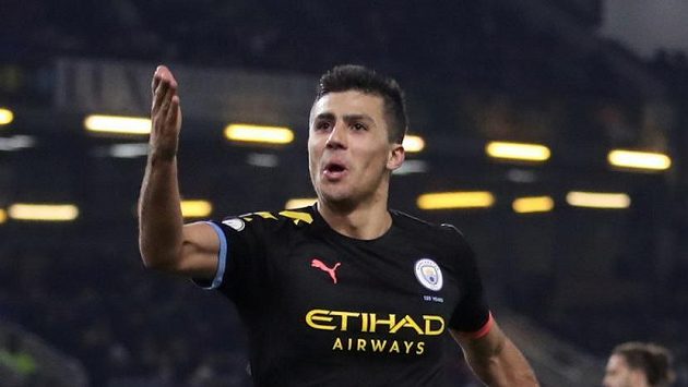 Fotbalista Manchesteru City Rodri oslavuje gól v utkání 15. kola Premier League proti Burnley Fotbalista Manchesteru City Rodri oslavuje gól v utkání 15. kola Premier League proti Burnley