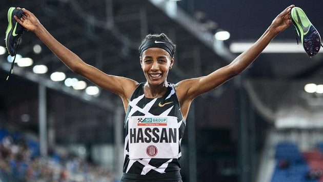 Hassan has significantly improved her world record in the 10,000-meter run