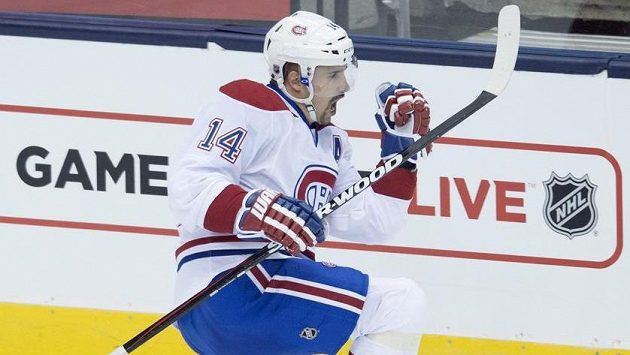 Montrealský útočník Tomáš Plekanec se raduje z gólu proti Torontu. Montrealský útočník Tomáš Plekanec se raduje z gólu proti Torontu.