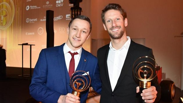 Petr Nikodém a jezdec F1 Fean Grosjean se Zlatými volanty Petr Nikodém a jezdec F1 Fean Grosjean se Zlatými volanty