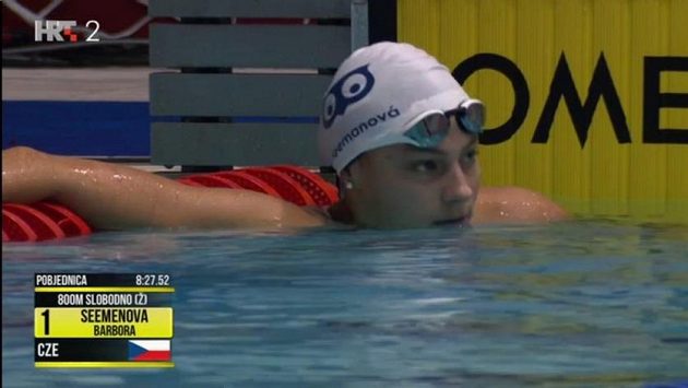 Barbora Seemanová zaplavala v Záhřebu český rekord v krátkém bazénu na 800 m kraul. Barbora Seemanová zaplavala v Záhřebu český rekord v krátkém bazénu na 800 m kraul.