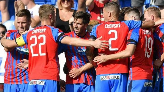 Radost fotbalistů Plzně. Radost fotbalistů Plzně.