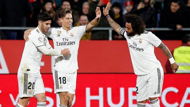 Radost v podání fotbalistů Realu Madrid po vstřeleném gólu. Radost v podání fotbalistů Realu Madrid po vstřeleném gólu.
