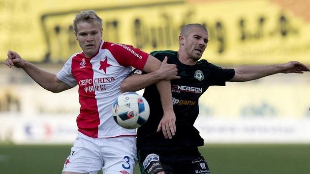 Zleva Jan Mikula ze Slavie a Jan Rezek z Příbrami. Zleva Jan Mikula ze Slavie a Jan Rezek z Příbrami.