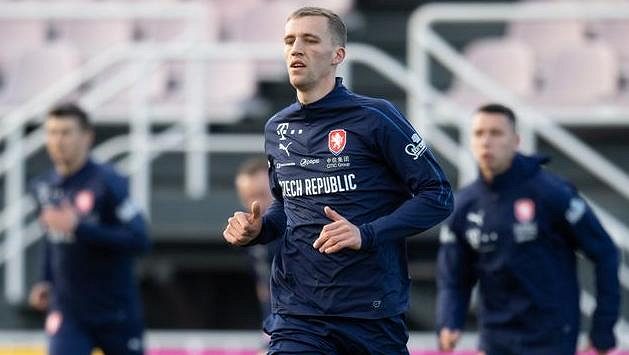 Tomáš Souček během tréninku fotbalové reprezentace Tomáš Souček během tréninku fotbalové reprezentace