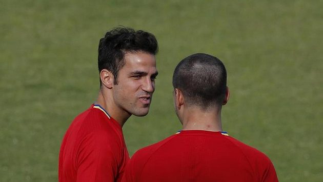 Španělé Cesc Fábregas (vlevo) a Alvaro Morata s oholenou hlavou. Španělé Cesc Fábregas (vlevo) a Alvaro Morata s oholenou hlavou.