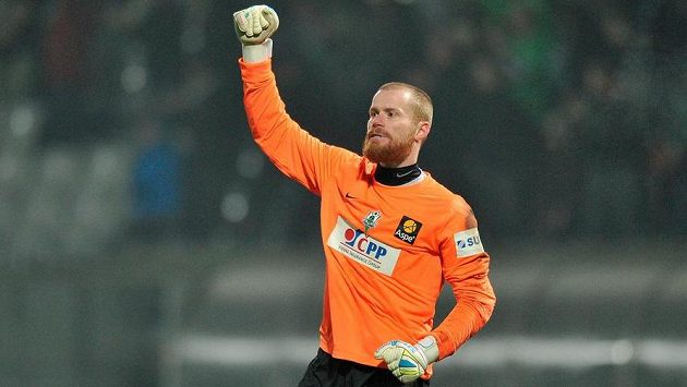 Jablonecký brankář Vlastimil Hrubý se raduje z výhry nad Mladou Boleslaví. Jablonecký brankář Vlastimil Hrubý se raduje z výhry nad Mladou Boleslaví.