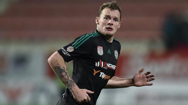 Příbramský útočník Josef Řezníček. Příbramský útočník Josef Řezníček.