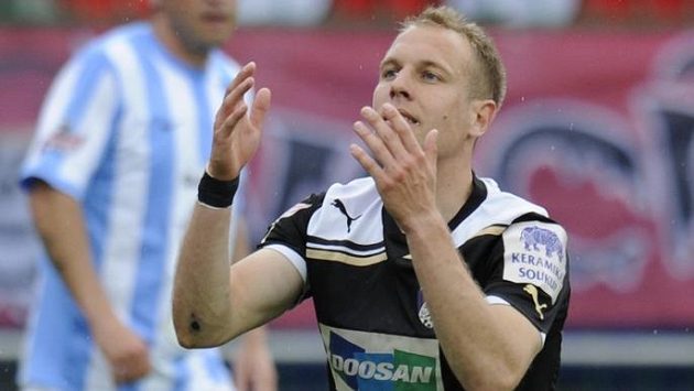 Daniel Kolář z Plzně po zmařené šanci v Mladé Boleslavi. Daniel Kolář z Plzně po zmařené šanci v Mladé Boleslavi.