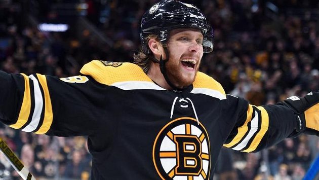 David Pastrňák slaví svůj třetí gól do sítě Winnipegu David Pastrňák slaví svůj třetí gól do sítě Winnipegu