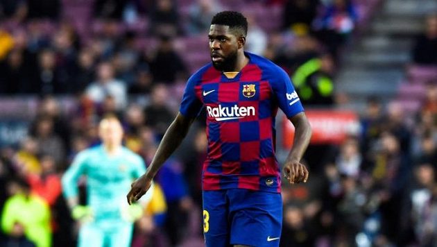 Francouzský fotbalista Samuel Umtiti během zápasu španělské ligy. Francouzský fotbalista Samuel Umtiti během zápasu španělské ligy.