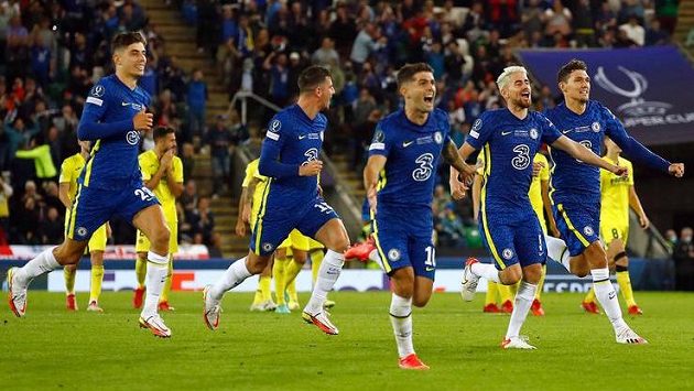 Radost hráčů Chelsea. Radost hráčů Chelsea.