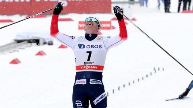Běžkyně na lyžích Marit Björgenová v cíli. Běžkyně na lyžích Marit Björgenová v cíli.