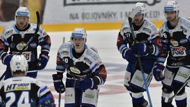Hokejisté Komety brno se radují z branky Hokejisté Komety brno se radují z branky