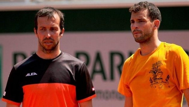 Radek Štěpánek na tréninku s Grigorem Dimitrovem Radek Štěpánek na tréninku s Grigorem Dimitrovem