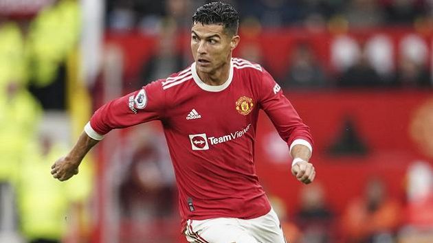 Cristiano Ronaldo z Manchesteru United v akci. Cristiano Ronaldo z Manchesteru United v akci.