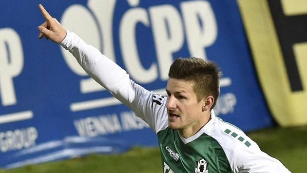 Václav Pilař z Jablonce se raduje z gólu. Václav Pilař z Jablonce se raduje z gólu.
