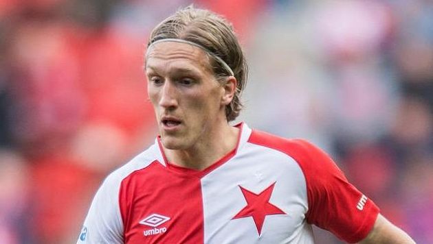 Nor Flo ze Slavie během utkání s Jabloncem. Nor Flo ze Slavie během utkání s Jabloncem.