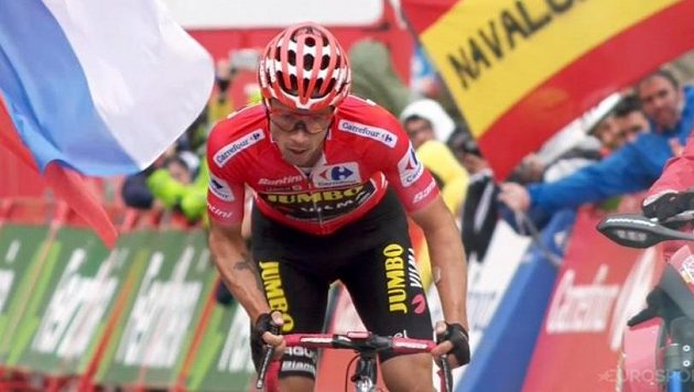Slovinský cyklista Primož Roglič v akci. Slovinský cyklista Primož Roglič v akci.