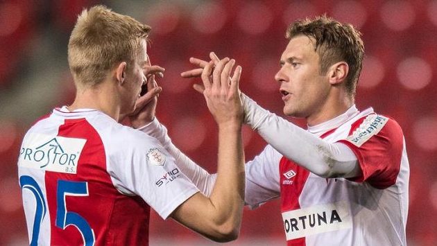 Fotbalisté Slavie Praha Michal Frydrych (vlevo) a Karel Piták. Fotbalisté Slavie Praha Michal Frydrych (vlevo) a Karel Piták.