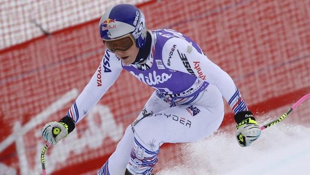 Američanka Lindsey Vonnová při tréninkové jízdě v Cortině d'Ampezzo. Američanka Lindsey Vonnová při tréninkové jízdě v Cortině d'Ampezzo.