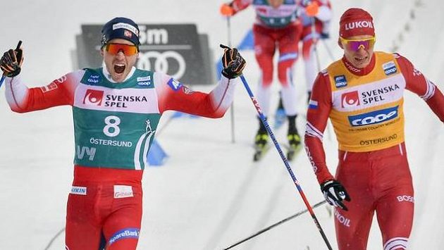 Pal Golberg a Alexander Bolšunov v cíli závodu Pal Golberg a Alexander Bolšunov v cíli závodu
