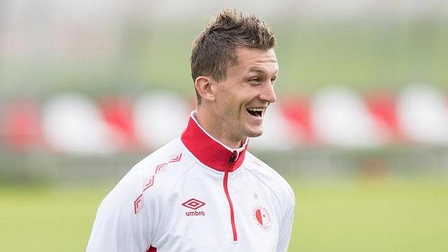 Tomáš Necid na tréninku Slavie. Tomáš Necid na tréninku Slavie.