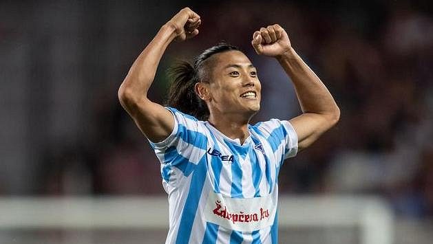 Noboru Shimura ze Subotice oslavuje postup po utkání 2. předkola Evropské ligy, Noboru Shimura ze Subotice oslavuje postup po utkání 2. předkola Evropské ligy,