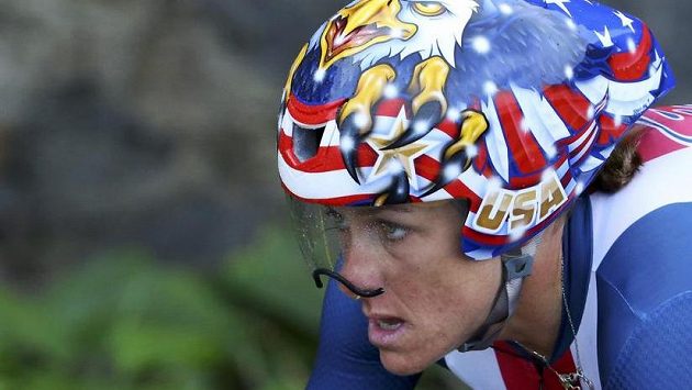 Americká favoritka Kristin Armstrongová na trati olympijské časovky. Americká favoritka Kristin Armstrongová na trati olympijské časovky.