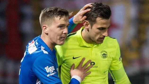 Brankář Liberce Martin Dúbravka a obránce Ondřej Karafiát. Brankář Liberce Martin Dúbravka a obránce Ondřej Karafiát.