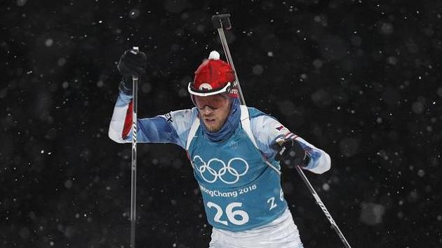 Jaroslav Soukup při tréninku v Pchjongčchangu. Jaroslav Soukup při tréninku v Pchjongčchangu.