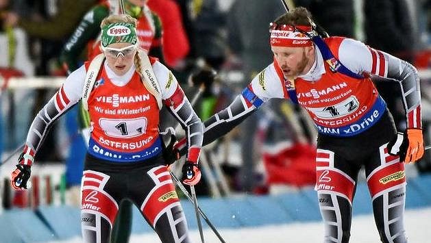 Rakouský biatlonový pár Lisa Theresa Hauserová a Simon Eder ovládl na startu nové biatlonové sezóny sprint dvojic ve švédském Östersundu. Rakouský biatlonový pár Lisa Theresa Hauserová a Simon Eder ovládl na startu nové biatlonové sezóny sprint dvojic ve švédském Östersundu.
