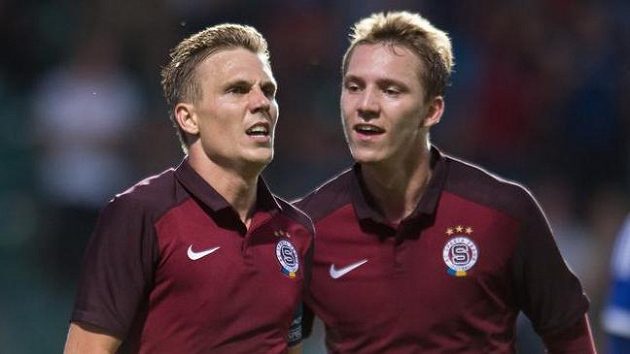 Střelci dvou gólů Sparty Praha Bořek Dočkal (vlevo) a Lukáš Juliš. Střelci dvou gólů Sparty Praha Bořek Dočkal (vlevo) a Lukáš Juliš.