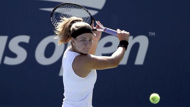 Karolína Muchová během utkání druhého kola US Open. Karolína Muchová během utkání druhého kola US Open.